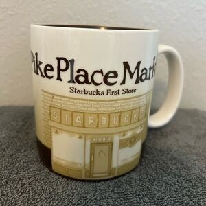 Starbucks Pike Place Market White and Gold Ceramic Coffee Mug collector’s series